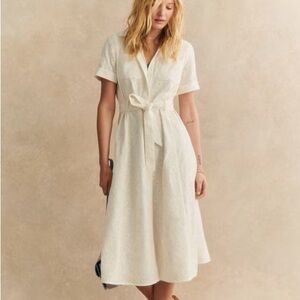 Sézane Adele Dress Ecru Cotton Midi Eyelet